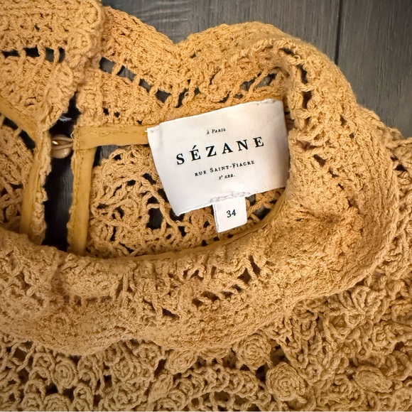 Sezane Mustard Crochet Blouse - Picture 3 of 8
